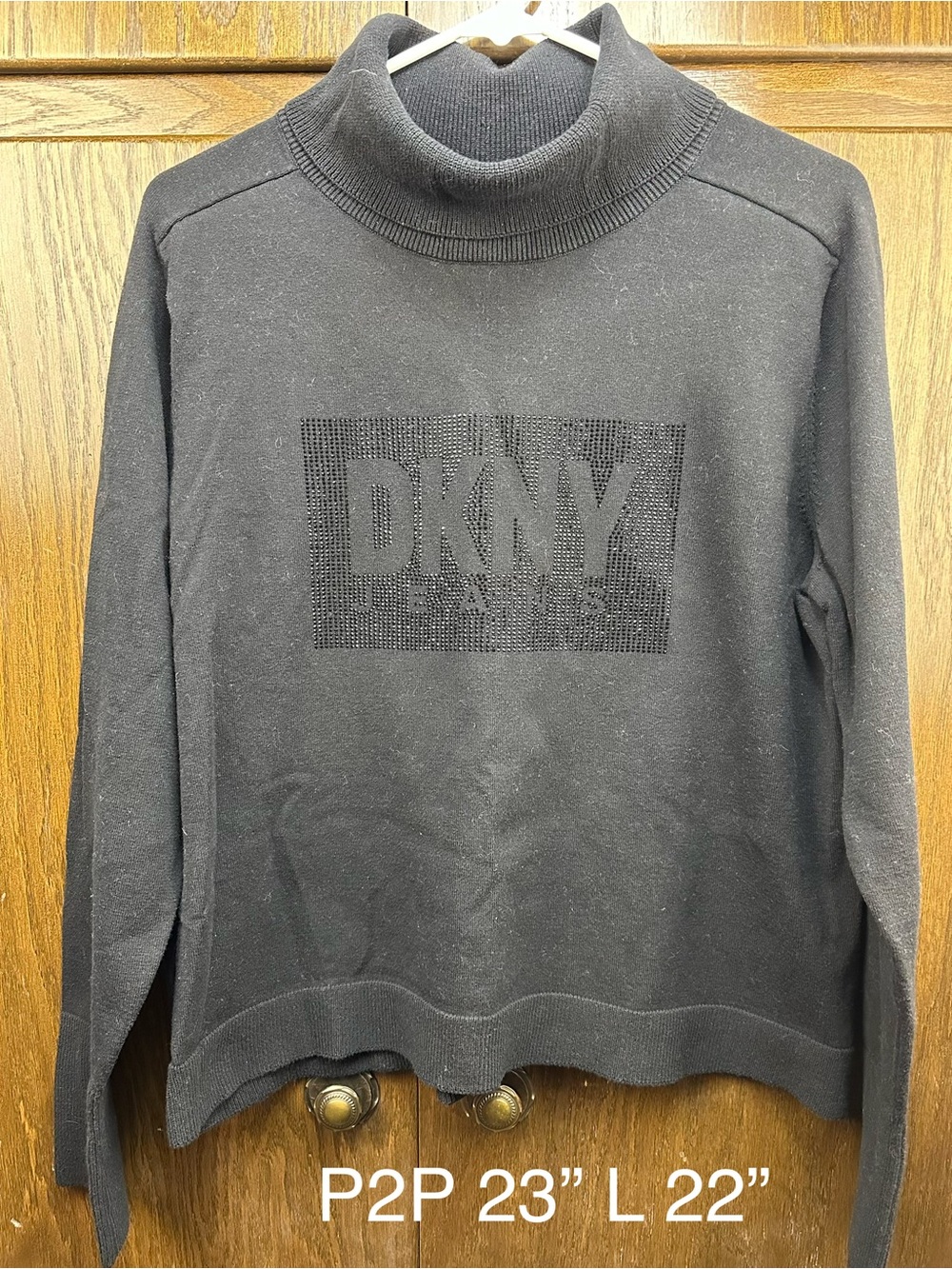 Dkny Black Turtleneck Logo Sweater